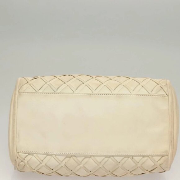 CHANEL Chain Hand Bag Leather White Silver CC - Picture 5 of 14